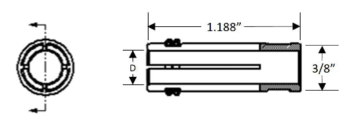 B Collet for Stud Welding Insulation Pins Schematic with Dimensions