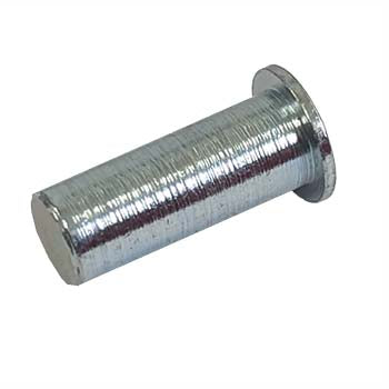 Metal B stops designed for specific length studs, cylindrical with a flange at one end for secure placement.