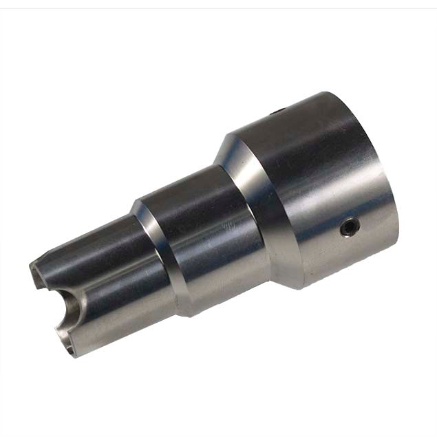Truweld Template Tube Adaptor, metallic tool with tapered and cylindrical sections, used for welding or assembly applications.