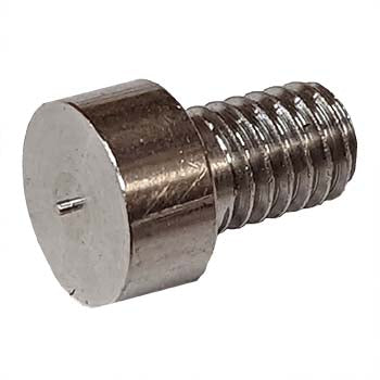 Stainless steel shoulder CD weld stud with a threaded body and a flat, smooth head for secure welding applications.